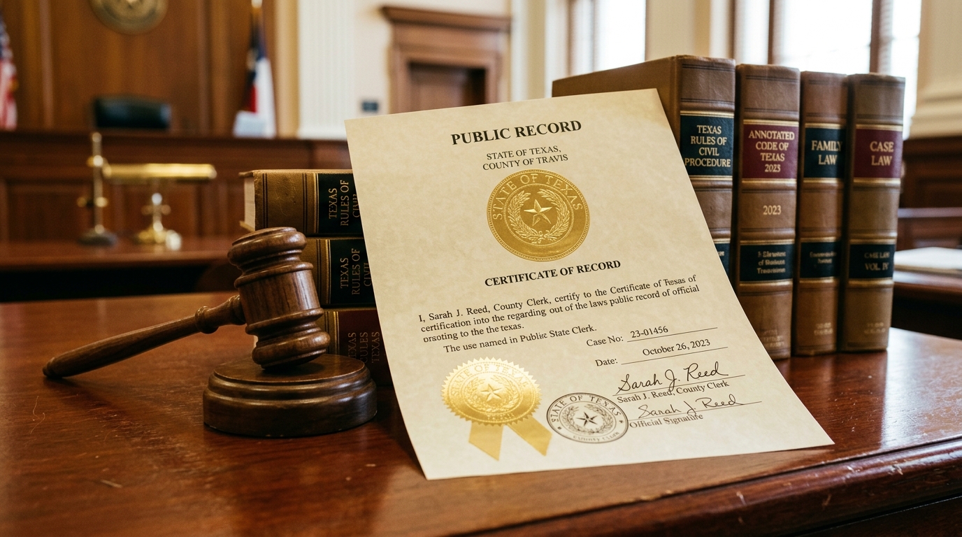 Texas Official Certified Records Certificate